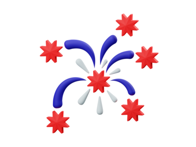 烟花 3D 渲染插图(Fireworks 3D Render Illustration)