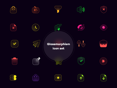 Glassmorphism 图标集-3(Glassmorphism icon set - 3)