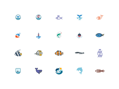 鱼标志/图标集(Fish logos/icons set)