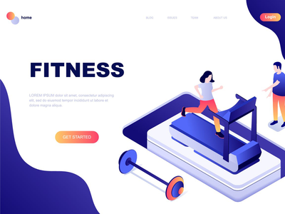 健身等距登陆页面模板(Fitness Isometric Landing Page Template)
