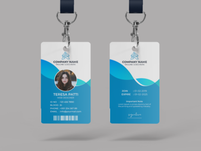 现代身份证模板蓝色(Modern ID Card Template Blue)