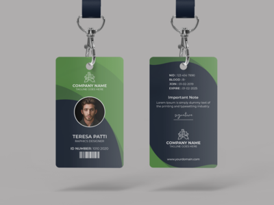 现代身份证模板绿色(Modern ID Card Template Green)