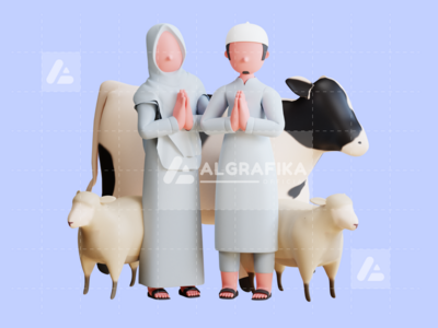宰牲节穆巴拉克的 3D 字符插图(3D Charcter Illustration Eid Al Adha Mubarak)