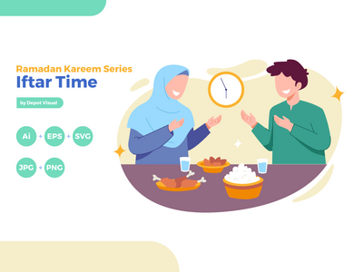 开斋时间-斋月系列插图(Iftar Time - Ramadan Series Illustration)