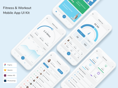 健身和锻炼移动应用程序 UI 套件(Fitness & Workout Mobile App UI Kit)