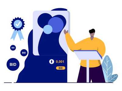 NFT 艺术拍卖平插图(NFT Art Auction flat Illustration)