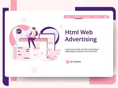 Html 网络广告现代插画矢量(Html Web Advertising modern illustration vector)