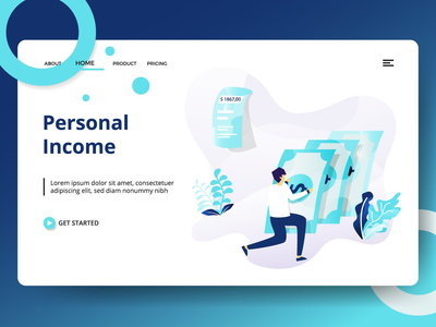 个人收入的登陆页面模板(Landing page template of Personal Income)