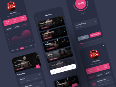 健身锻炼应用程序 UI 套件(Fitness Workout App UI Kit)
