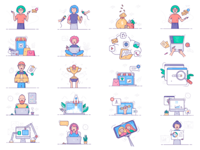 可爱的插图包(Cute Illustrations Pack)