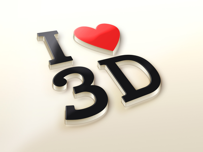我爱 3D 徽标模型(I Love 3D logo Mock Up)