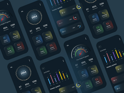 健身黑暗应用程序 UI 设计(Fitness Dark App Ui Design)