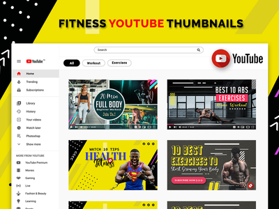 健身 Youtube 缩略图(Fitness Youtube Thumbnails)