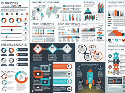 平面业务信息图表元素(Flat Business Infographic Elements)