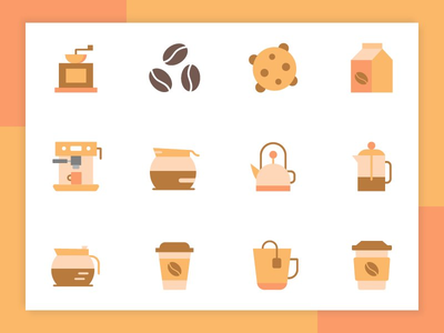 平咖啡图标包 2(Flat Coffee Icon Pack 2)