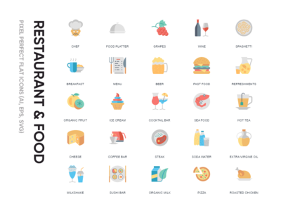 平面图标-餐厅和食物(Flat Icon - restaurant & food)