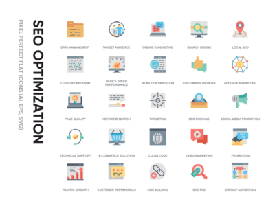 平面图标-Seo 优化(Flat Icon - Seo Optimization)