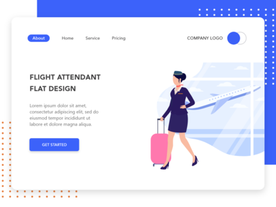 登陆页面的空姐平面设计概念(Flight Attendant flat design concept for Landing page)