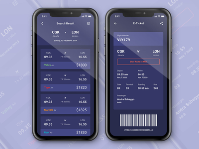 机票预订应用程序屏幕(Flight Booking Ticket App Screen)