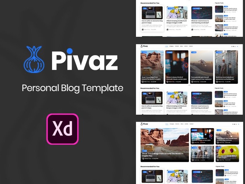 Pivaz - 博客和杂志 XD 模板(Pivaz - Blog & Magazine XD Template)