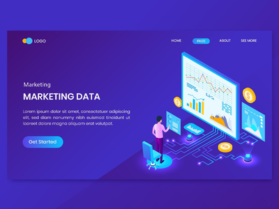 营销分析等距概念登陆页面(Marketing Analysis Isometric Concept Landing Page)