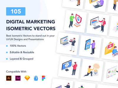 105 个数字营销插图(105 Digital Marketing Illustrations)