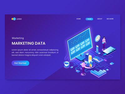 营销数据等距概念登陆页面(Marketing Data Isometric Concept Landing Page)