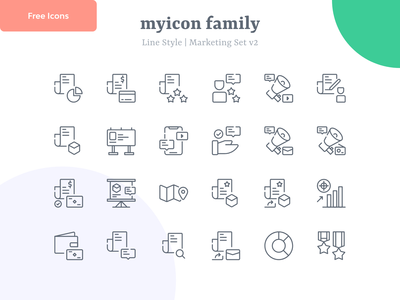 营销图标行 v2 |麦康(Marketing Icon Line v2 | Myicon)
