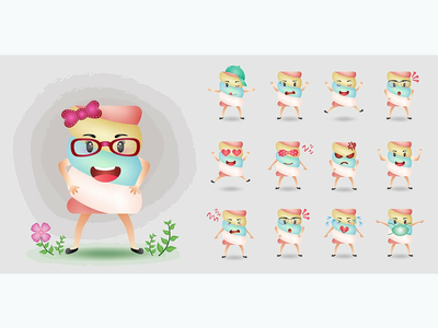 可爱的吉祥物棉花糖字符集集合(Cute mascot marshmallow character set collection)