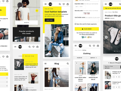 适用于 XD 和 Photoshop 的响应式时尚电子商务 UI 套件。(Responsive Fashion E-commerce UI kit for XD & Photoshop.)