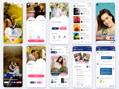 寻找你的生活伴侣婚姻移动应用程序 UI 套件(Find Your Life Partner Matrimony Mobile App UI Kit)