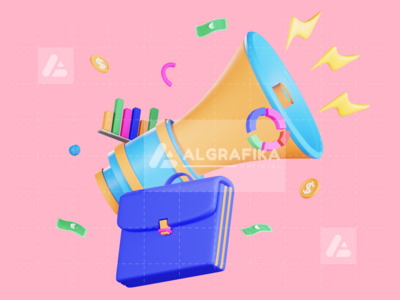 3D扩音器商业插画(3D Megaphone Business Illustration)