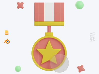 奖牌 - 3D 学校图标包（正面）(Medal - 3D School Icon Pack (front))