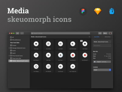 媒体 skeuomorph 图标(Media skeuomorph icons)