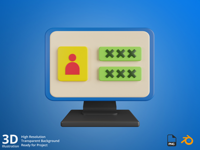 登录网页-网页设计 3D 插图(Login Web - Web Design 3D Illustration)