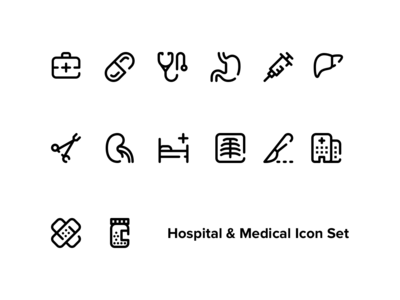 医院、医疗保健和医疗图标集(Hospital , Healthcare & Medical Icon Set)