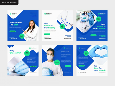 传单和社交媒体帖子模板的医疗健康诊所方形横幅(medical health clinic square banner for flyer and social media post template)