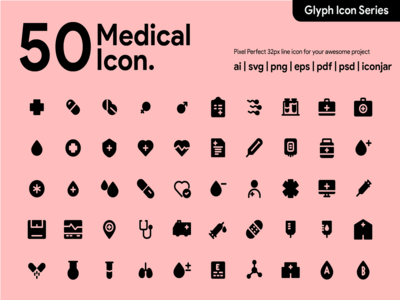 Kawaicon - 50 医学字形图标(Kawaicon - 50 Medical Glyph Icon)