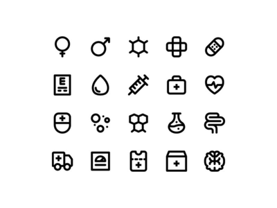 具有像素完美网格的医疗图标集矢量(Medical icon set vector with pixel-perfect grid)