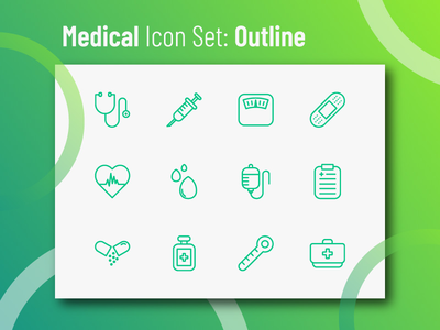 医疗图标集大纲(Medical Icon Set Outline)