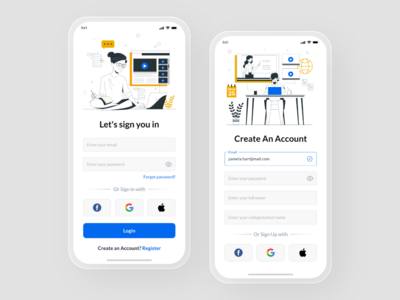 登录和注册屏幕(Login and Sign Up screens)