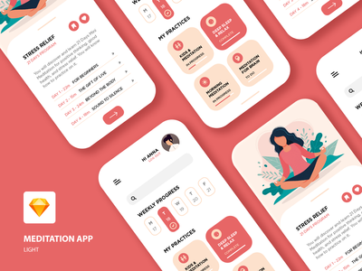 冥想 - 应用程序 UI 工具包(Meditation - Apps UI Kit)