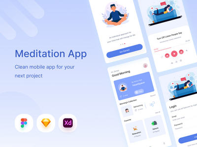 冥想移动应用程序 - Uixasset(Meditation Mobile App - Uixasset)