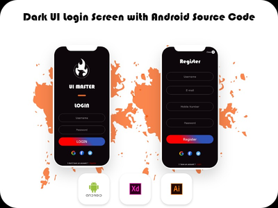 使用 Android 源代码登录/注册深色 UI 设计(Login/Register Dark UI Design with Android Source Code)
