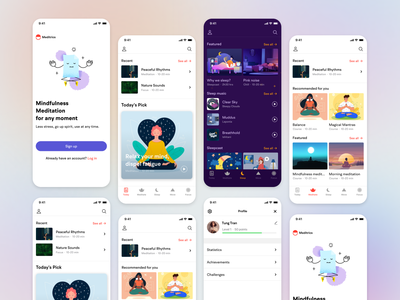 冥想应用程序 - UI/UX 设计(Meditation App - UI/UX Design)