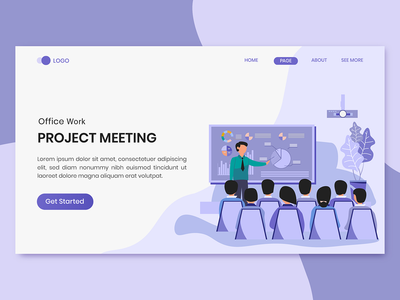 与商务人士会面营销登陆页面(Meeting Business People Marketing Landing Page)
