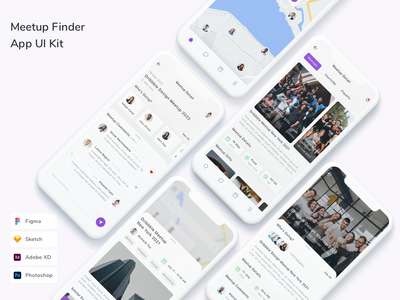 Meetup Finder 应用程序 UI 套件(Meetup Finder App UI Kit)