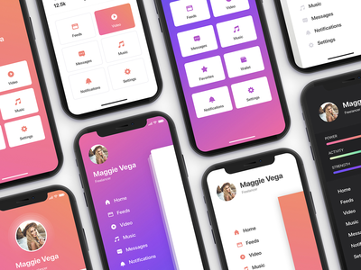 菜单 - iPhone X 的移动 UI 套件(Menu - Mobile UI Kit for iPhone X)