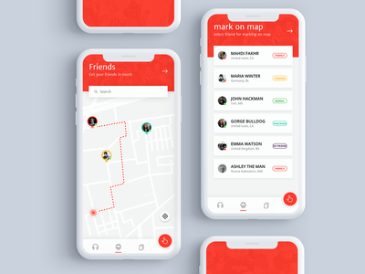 在地图概念上找到朋友(Locate friends on the map concept)