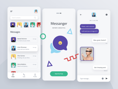 信使聊天移动应用程序 UI 工具包模板(Messanger Chat Mobile App UI Kit Template)